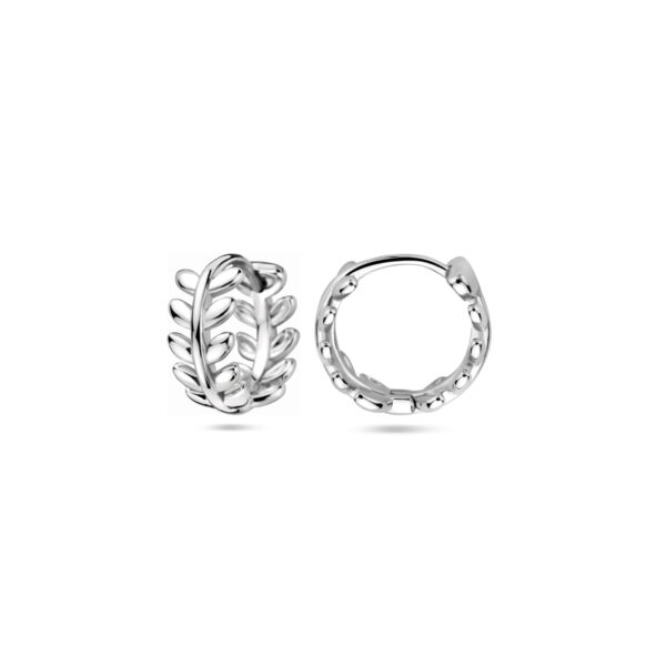 klapoorringen bladeren 12 mm zilver gerhodineerd - Afbeelding 3