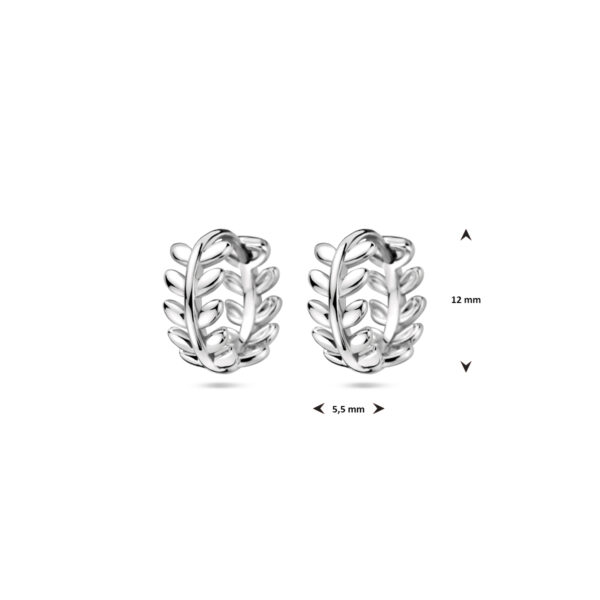 klapoorringen bladeren 12 mm zilver gerhodineerd - Afbeelding 4