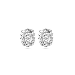 klapoorringen bladeren 12 mm zilver gerhodineerd