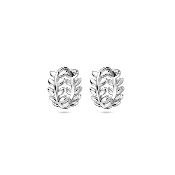 klapoorringen bladeren 12 mm zilver gerhodineerd
