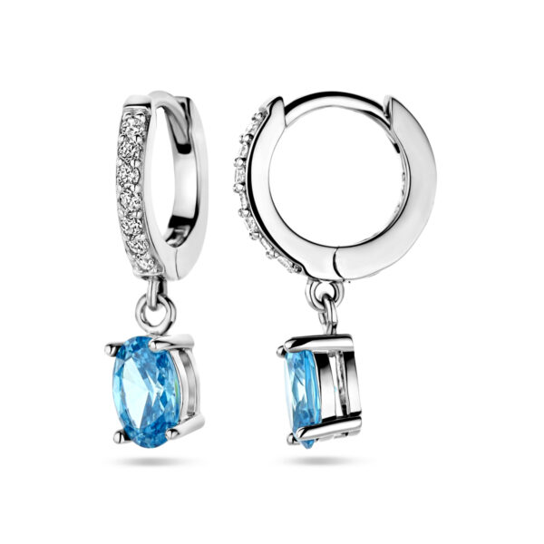 klapoorringen blauw en wit zirkonia zilver gerhodineerd - Afbeelding 3