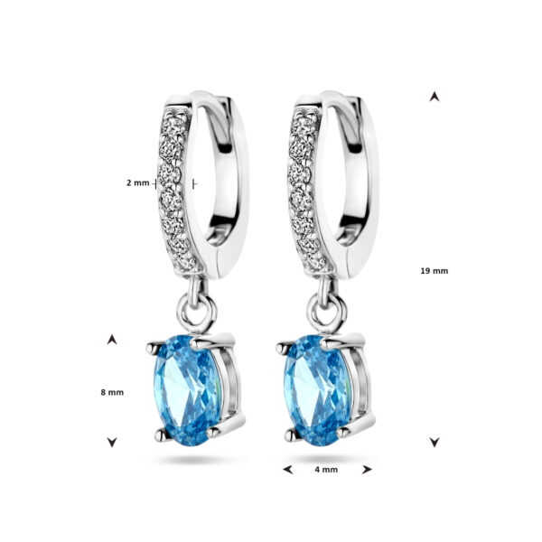 klapoorringen blauw en wit zirkonia zilver gerhodineerd - Afbeelding 4