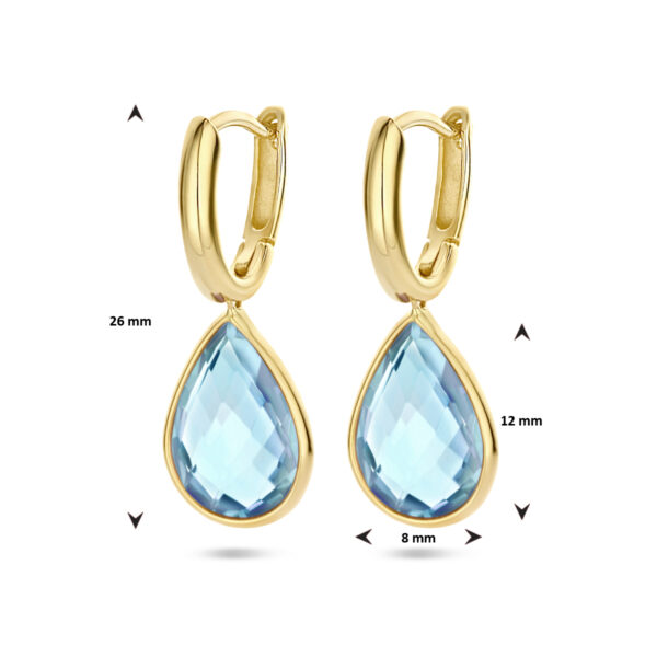 klapoorringen blauw topaas 14K geelgoud - Afbeelding 4