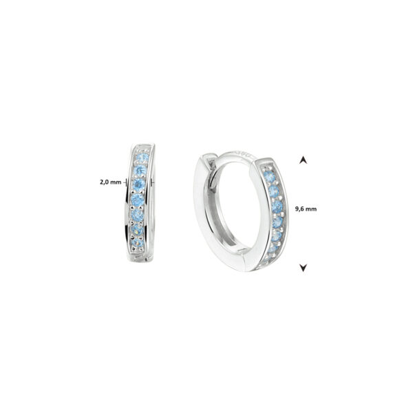 klapoorringen blauw zirkonia zilver gerhodineerd - Afbeelding 2