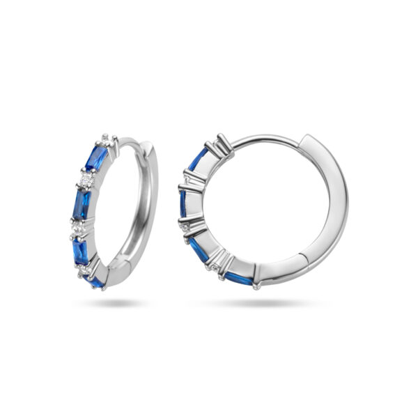 klapoorringen blauw zirkonia zilver gerhodineerd - Afbeelding 3
