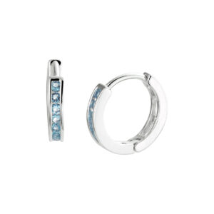 klapoorringen blauw zirkonia zilver gerhodineerd
