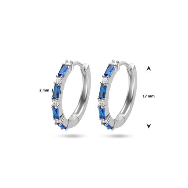 klapoorringen blauw zirkonia zilver gerhodineerd - Afbeelding 4