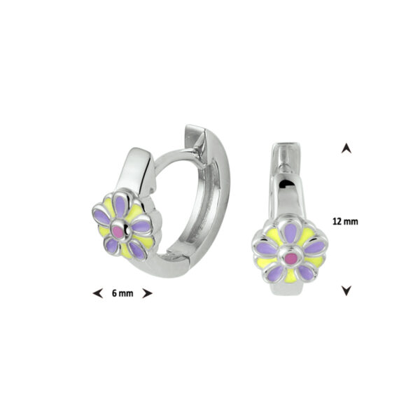 klapoorringen bloem zilver gerhodineerd - Afbeelding 2