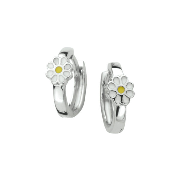 klapoorringen bloem zilver gerhodineerd - Afbeelding 3