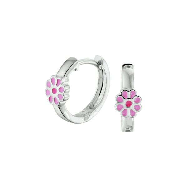 klapoorringen bloem zilver gerhodineerd