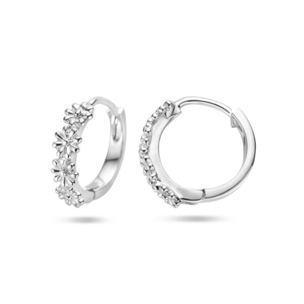 klapoorringen bloemen zilver gerhodineerd - Afbeelding 3