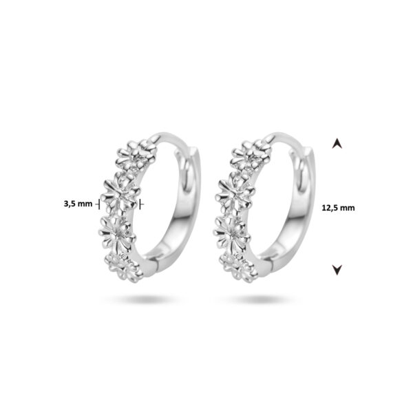 klapoorringen bloemen zilver gerhodineerd - Afbeelding 4