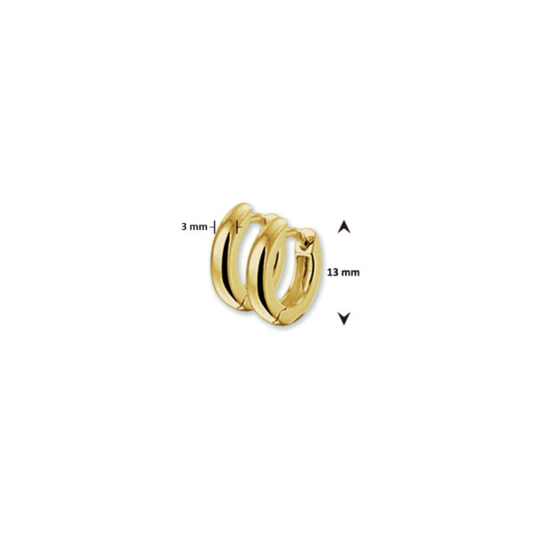 klapoorringen bolle buis 3,0 mm 14K geelgoud - Afbeelding 2