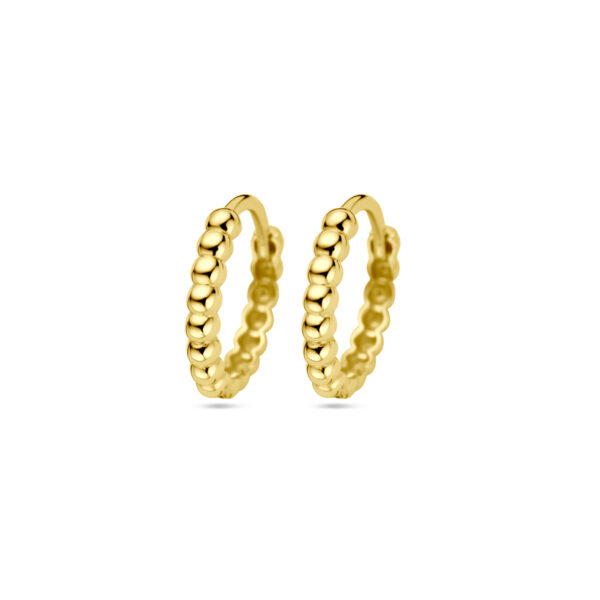 klapoorringen bolletjes 13,5 mm 14K geelgoud
