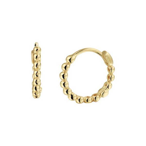 klapoorringen bolletjes 14K geelgoud