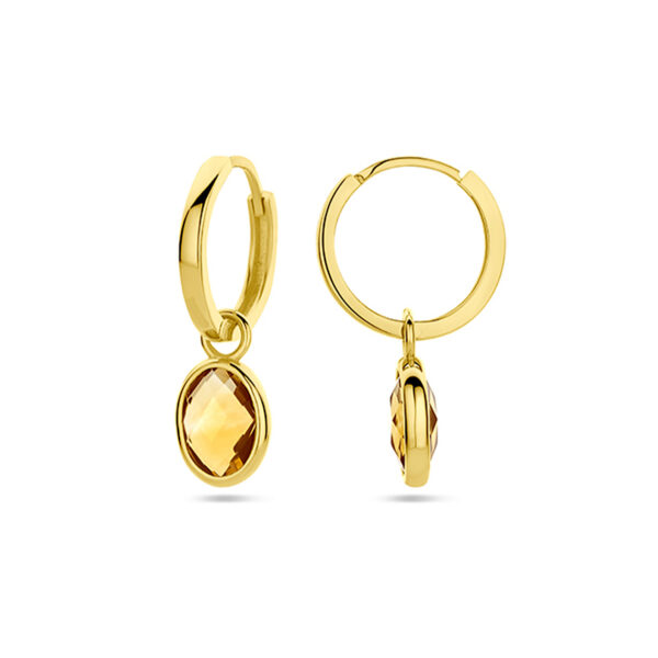 klapoorringen citrien 14K geelgoud - Afbeelding 3