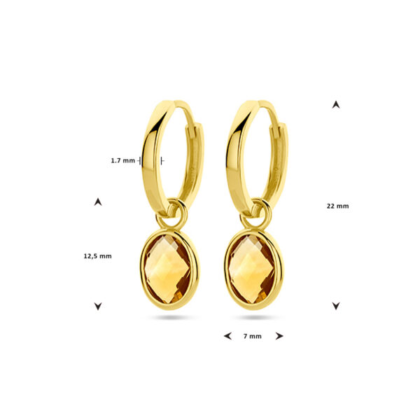 klapoorringen citrien 14K geelgoud - Afbeelding 4