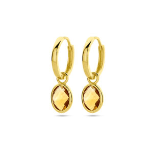 klapoorringen citrien 14K geelgoud