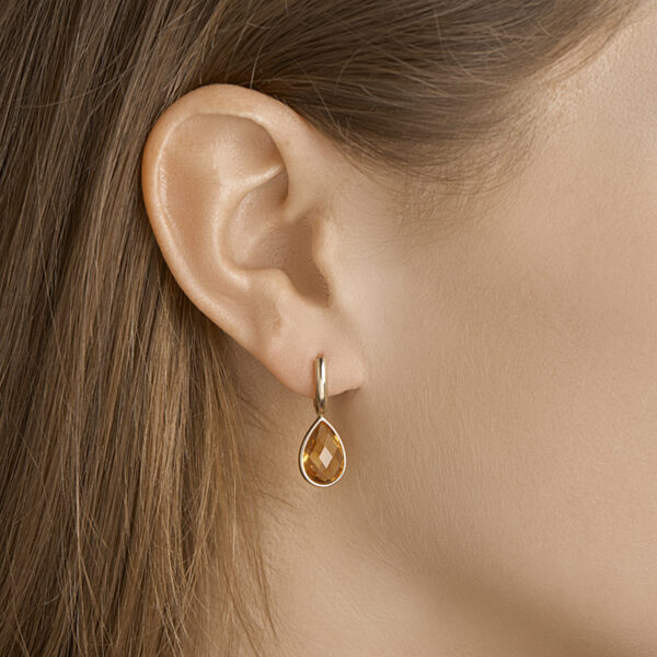 klapoorringen citrien 26 mm 14K geelgoud - Afbeelding 2