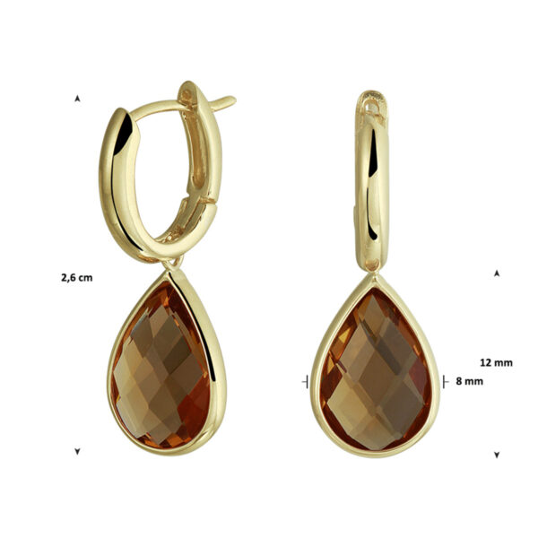 klapoorringen citrien 26 mm 14K geelgoud - Afbeelding 3