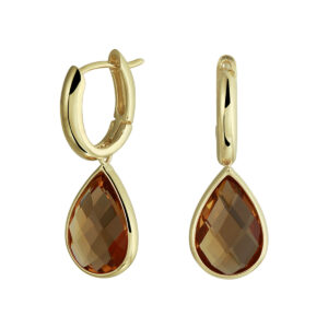 klapoorringen citrien 26 mm 14K geelgoud