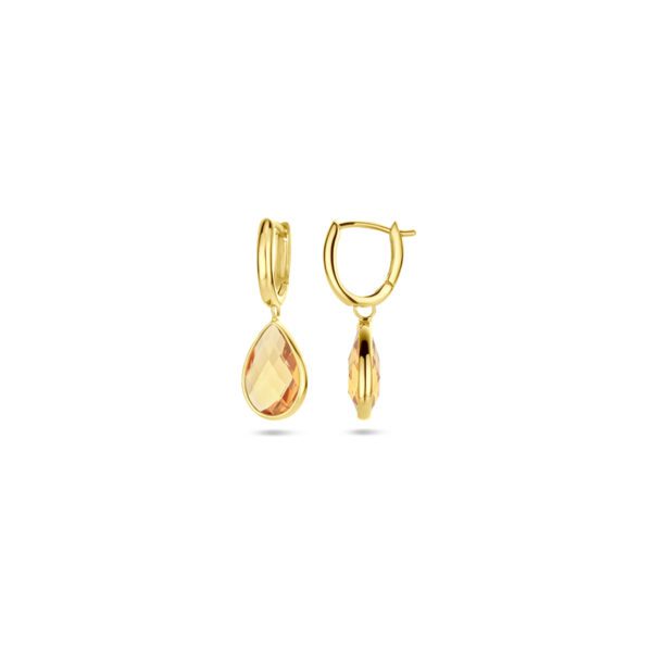klapoorringen citrien 26 mm 18K geelgoud - Afbeelding 3