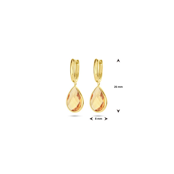 klapoorringen citrien 26 mm 18K geelgoud - Afbeelding 4