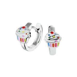 klapoorringen cupcake zilver gerhodineerd