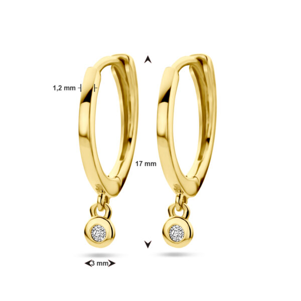 klapoorringen diamant 0.025ct (2x 0.0125ct) h si 14K geelgoud - Afbeelding 4