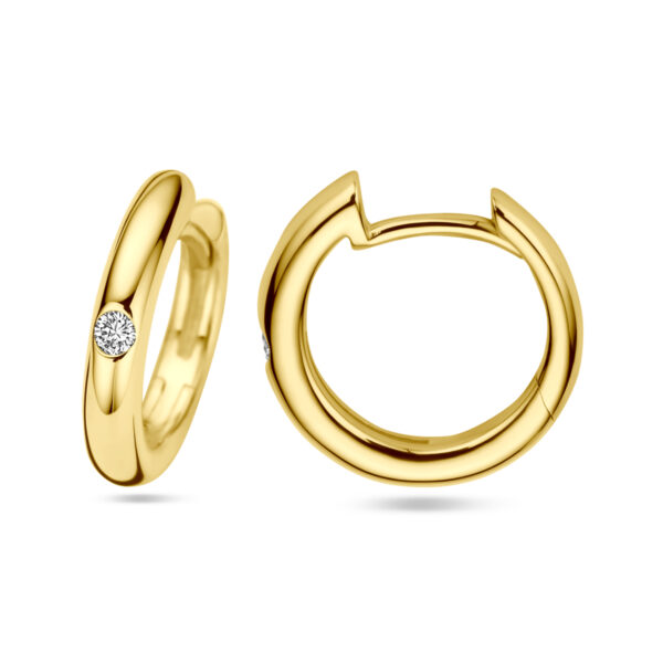 klapoorringen diamant 0.04ct (2x 0.02ct) h si 14K geelgoud - Afbeelding 3