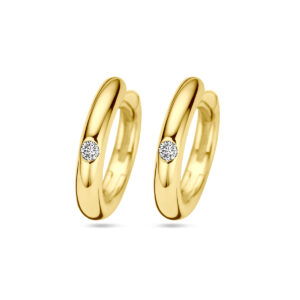 klapoorringen diamant 0.04ct (2x 0.02ct) h si 14K geelgoud