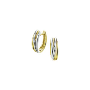 klapoorringen diamant 0.04ct (2x0.02ct) h si 14K bicolor goud geel/wit