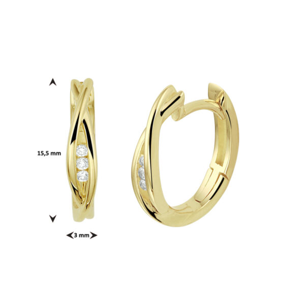 klapoorringen diamant 0.06ct (2x 0.03ct)  h si 14K geelgoud - Afbeelding 4