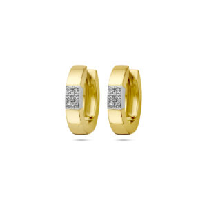 klapoorringen diamant 0.07ct (2x0.035ct) h si 14K bicolor goud geel/wit
