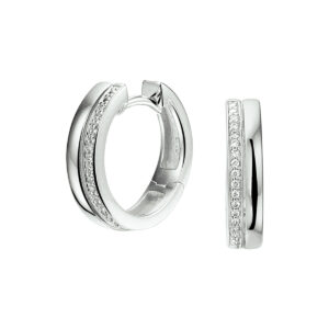 klapoorringen diamant 0.09ct (2x 0.045ct) h si 14K witgoud