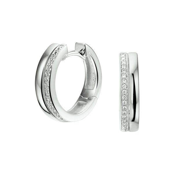 klapoorringen diamant 0.09ct (2x 0.045ct) h si 14K witgoud