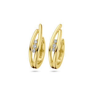 klapoorringen diamant 0.10ct (2x 0.05ct) h si 14K geelgoud