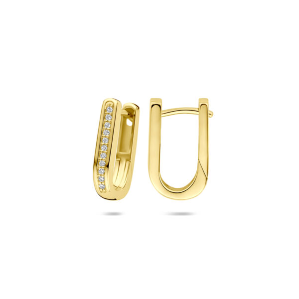klapoorringen diamant 0.10ct (2x 0.05ct) h si 15 mm 14K geelgoud - Afbeelding 3