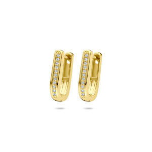 klapoorringen diamant 0.10ct (2x 0.05ct) h si 15 mm 14K geelgoud