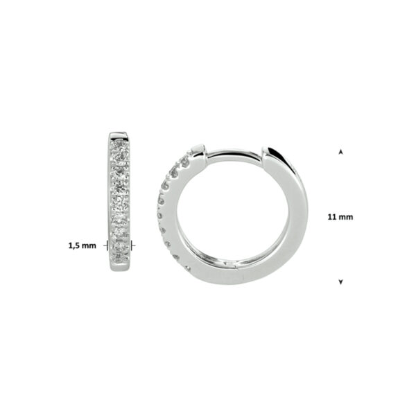 klapoorringen diamant 0.10ct (2x0.05ct) g si 14K witgoud - Afbeelding 3