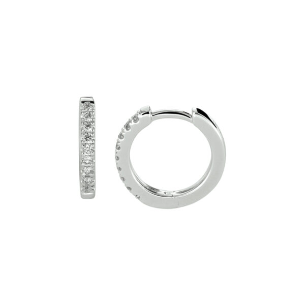 klapoorringen diamant 0.10ct (2x0.05ct) g si 14K witgoud