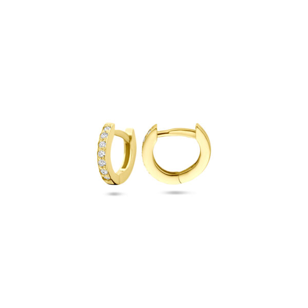 klapoorringen diamant 0.10ct (2x0.05ct) h si 10 mm 14K geelgoud - Afbeelding 3