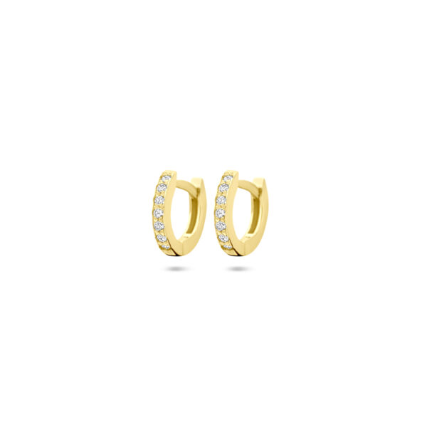 klapoorringen diamant 0.10ct (2x0.05ct) h si 10 mm 14K geelgoud