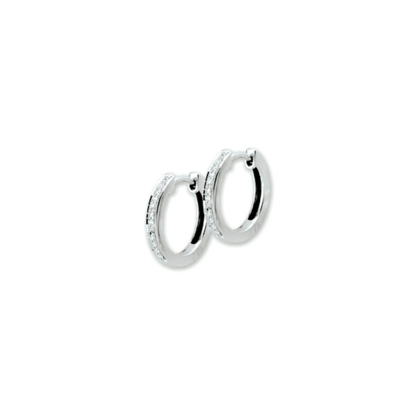 klapoorringen diamant 0.12ct (2x0.06) h si 14K witgoud