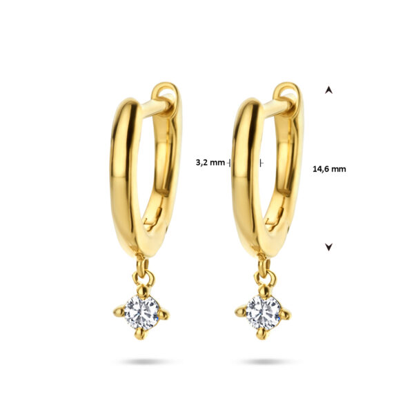 klapoorringen diamant 0.14ct (2x 0.07ct) h si 14K geelgoud - Afbeelding 4