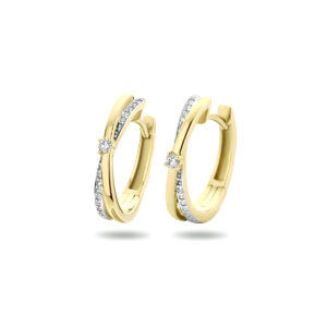 klapoorringen diamant 0.14ct h si bicolor gestift 14K geelgoud