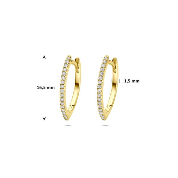 klapoorringen diamant 0.15ct (2x 0.075ct) h si 16,5 mm 14K geelgoud - Afbeelding 4