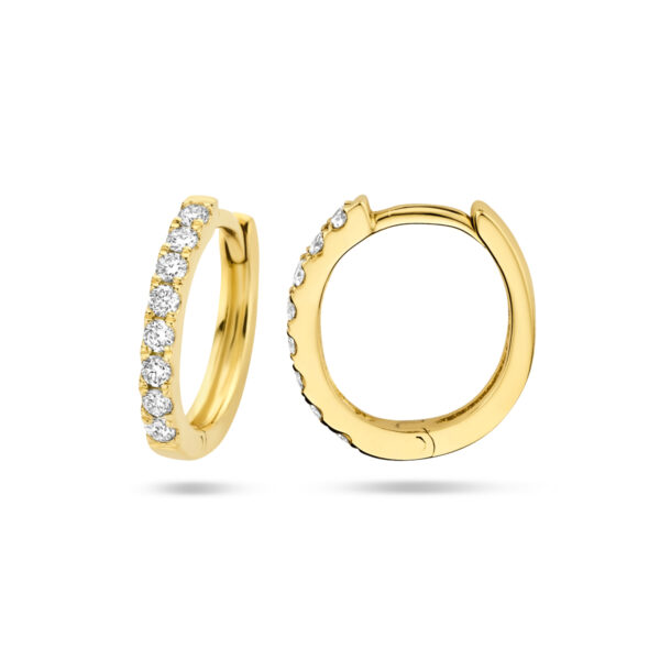 klapoorringen diamant 0.15ct (2x0.075ct) g si 14K geelgoud - Afbeelding 3