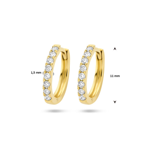 klapoorringen diamant 0.15ct (2x0.075ct) g si 14K geelgoud - Afbeelding 4