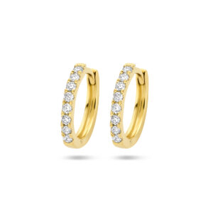 klapoorringen diamant 0.15ct (2x0.075ct) g si 14K geelgoud